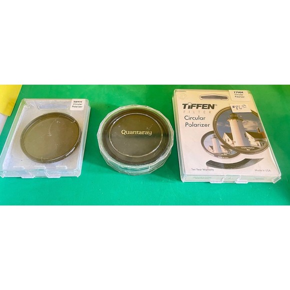 Tiffen 77CP 77mm and 58MMCircular Polarizer Filters plus Quantaray 67mm CPL